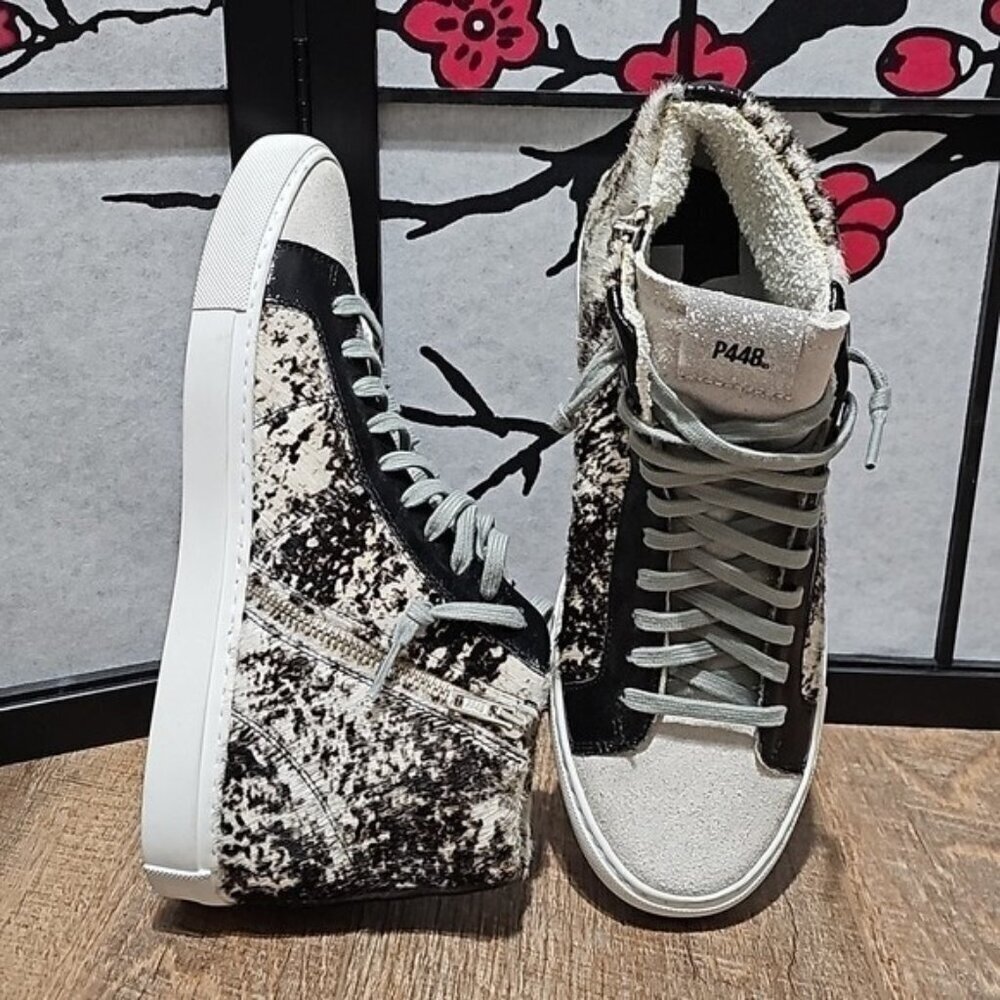 P448 Zippered Hi Top Sneakers Shoes‎ Size 10.5-11 US New - Picture 4 of 10